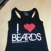 Image of BLACK "I LOVE BEARDS" TANKTOP WHITE PRINT RED HEART 