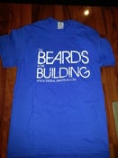 Image of ROYAL BLUE BEARDS IN THE BUILDING T-SHIRT WITH WHITE PRINT 