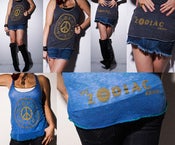 Image of Ladies Zodiac Burnout Tank - Charcoal Grey, Blue/Green