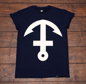 Image of Inverted Anchor Cross - Navy & White