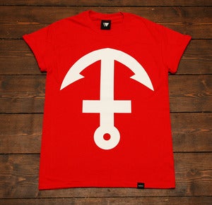 Image of Inverted Anchor Cross - Red & White