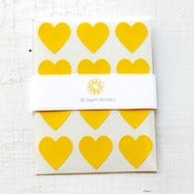 Image of 36 Yellow Heart Stickers