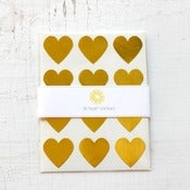 Image of 36 Gold Heart Stickers