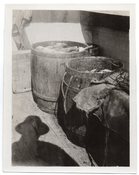 Image of SHADOW HAT MAN & A BUNCH OF BARRELS VINTAGE SNAPSHOT PHOTO 