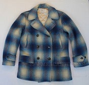 Image of Vintage 1950s HERCULES by Sears Shadow Plaid Wool Pea Coat / Peacoat Size L / XL