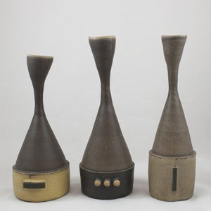 Image of Trio of Decorative Stoneware Vases