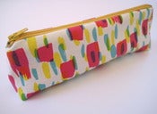 Image of Printed pencil case in hot pink/yellow/turquoise