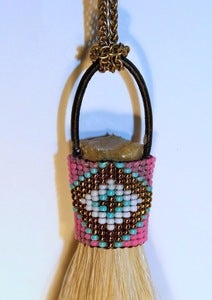Image of Hand Beaded Horsehair Tassel Necklace