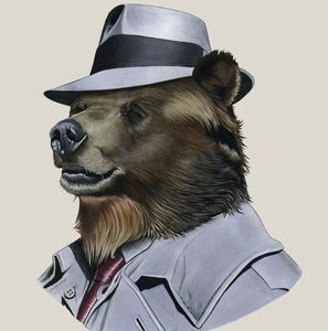 Image of Grizzly Bear Detective Print 8x10 