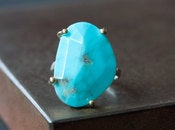 Image of Sleeping Beauty Turquoise Ring in 14kt Gold and Sterling Silver