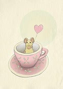 Image of Teacup Mouse with Heart Balloon Giclée Print
