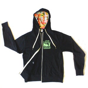 Image of "FRESH OUT THE BOX" Inner Lined Hooded Buddha print French Terry Zip up Sweatshirt