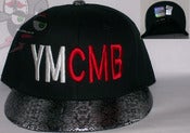 Image of YMCMB Snake Skin Bill Two Tone Black Snapback Hat Cap
