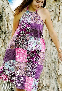 Image of Bohemian Collage Patchwork Halter Neck Dress