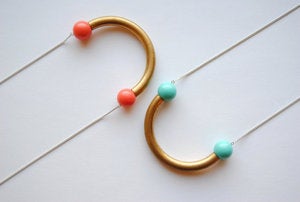 Aqua & Brass Necklace