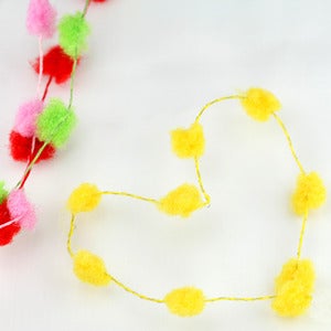 Image of Fuzzy Mini Pom Poms Wired Ribbon
