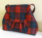 Image of Red and Black Plaid Wool Purse, Shoulder Bag