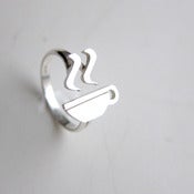 Image of Coffee Cup Ring for Coffee Lovers- Handmade silver ring 