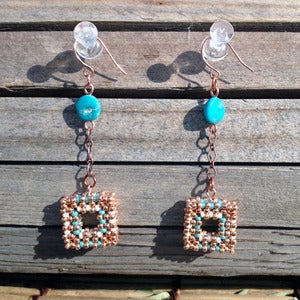 Image of Copper Windowpane Earrings