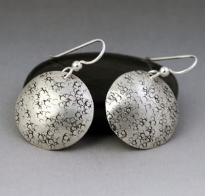 Image of Sterling Disc Earrings - Pebbles Texture