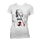 Image of Womens White #1 Wade Fan Miami Heat Babydoll Tee
