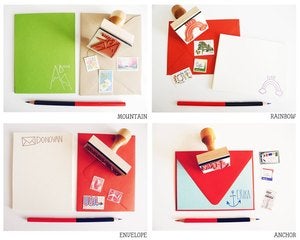 Image of Hand lettered name stamp with drawing
