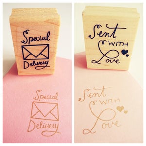 Image of Special Delivery + Sent with Love Rubber Stamp