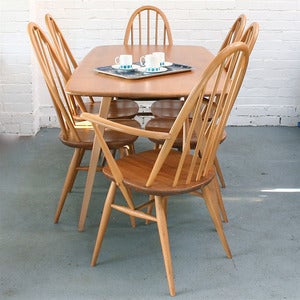 Image of Vintage Ercol Plank Dining Table & Chairs
