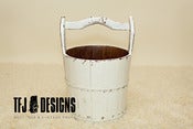 Image of Creamy White Wooden Bucket w/Handle - Vintage Style - Newborn Prop