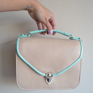 Image of Mady duo Mint green and nude leather crossbody bag