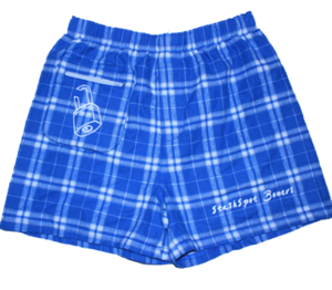 Image of Blue and White Flannel Boxers with Matching Pocket