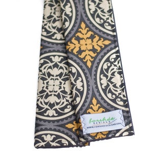 Image of Padded Camera Strap Cover: Gray & Yellow Medallions