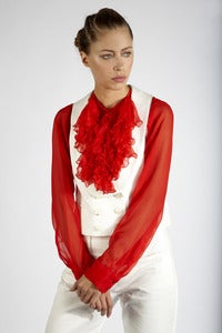Image of Ruffle Bib Blouse