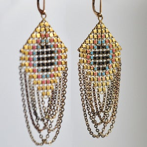 Hex Eye Swagged Vintage Mesh Earrings