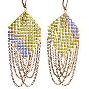 Image of Spring Green Swagged Mesh Earrings