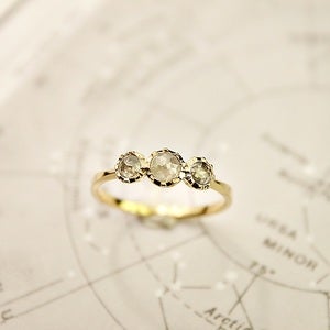 Image of 18ct gold, opaque diamond trilogy ring {SOLD No.59}
