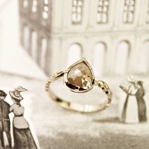 Image of 18ct white gold, opaque diamond teardrop ring (No. 24)