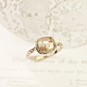 Image of 18ct white gold, opaque cushion diamond ring {No.29}