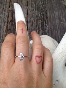 Image of Star-crossed crescent moon ring