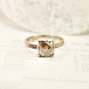 Image of 18ct white gold square opaque diamond ring {No.25}