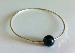 Image of Freshwater Pearl Sterling Silver Bangle