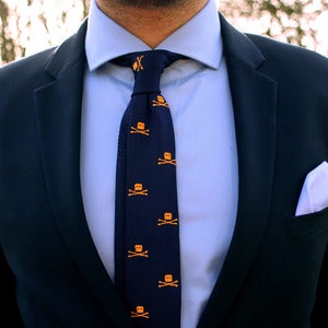 Image of Skull Knit Tie Navy