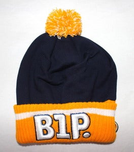 Image of Yellow/Navy Pom Beanie