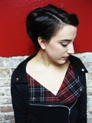 Image of Plaid lined black fleece motorcycle jacket 