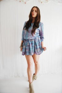 Image of Blue and lilac paisley print hippy dress
