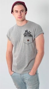 Image of Grey 'Heart pocket' T shirt