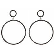 Image of " New " Kara Ackerman <i> Talulah <i/>  Faceted Black Stone Circle Drop Earrings in Rhodium