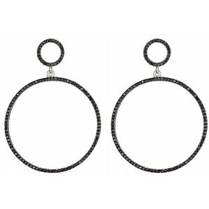 Image of " New " Kara Ackerman <i> Talulah <i/>  Faceted Black Stone Circle Drop Earrings in Rhodium
