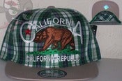 Image of Califorina Republic Green Plad Snapback Hat Cap