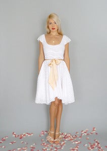 Image of Imogen: White lace dress with circle skirt & low back...